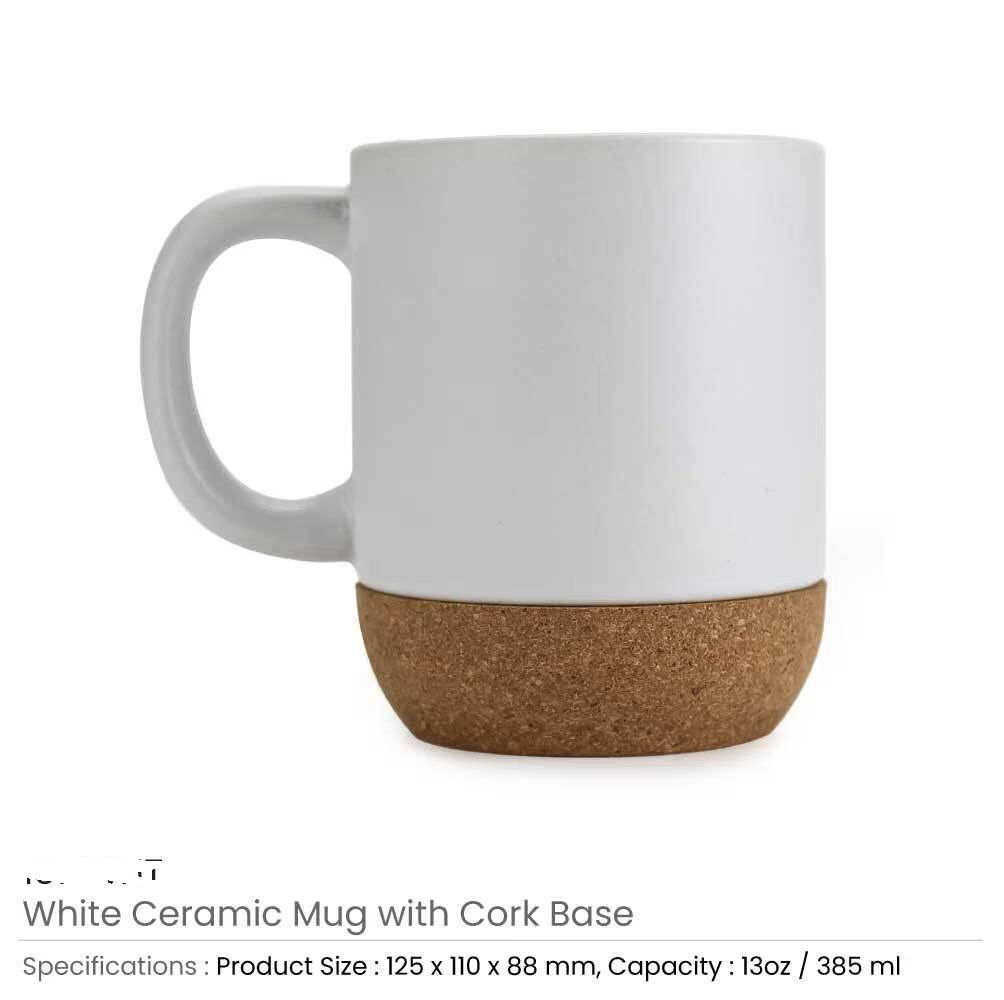 Ceramic Mugs with Lid and Cork Base 385 ml - Image 6