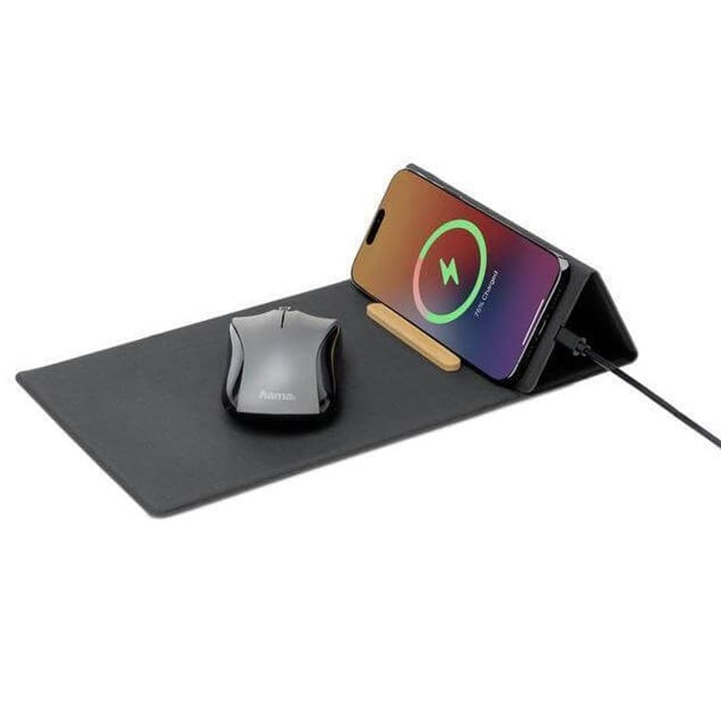 BLACE - CHANGE ZERO Recycled PU 15W Wireless Mousepad & Desk Organizer - Black - Image 4