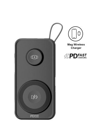 ROTTERDAM - @memorii 10,000mAh Universal Wireless Powerbank with inbuilt cables - Black