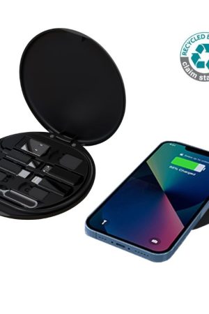 OSLO - @memorii Recycled 15W Wireless Charger Multi - Cable Set - Black
