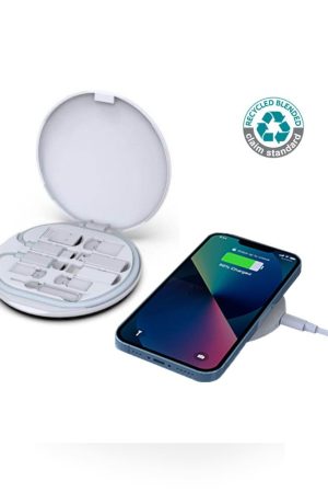 OSLO - @memorii Recycled 15W Wireless Charger Multi - Cable Set - White