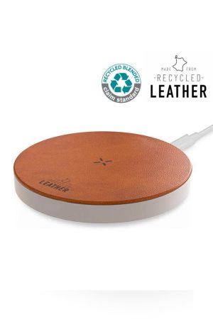 ANZIO - Recycled Leather 15W Wireless Charger - White/Tan