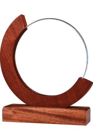 Round Moon Crystal Awards with Wooden Base