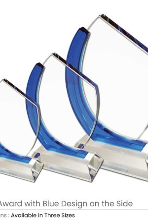 Special Offer Crystal Awards with Blue Design on the side
