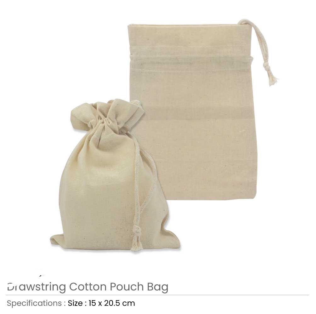 Drawstring Cotton Pouch Bags - Image 3