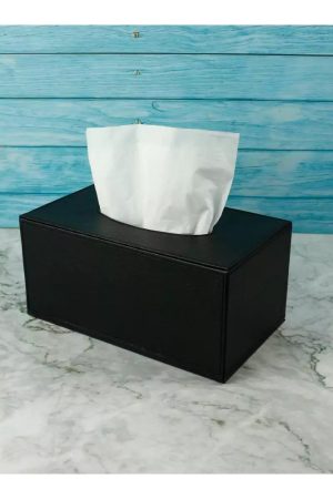 Tissue Box in PU Leather Material Black Color