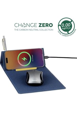 BLACE - CHANGE ZERO Recycled PU 15W Wireless Mousepad & Desk Organizer - Navy Blue