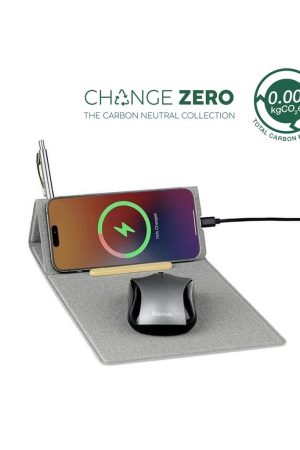 BLACE - CHANGE ZERO Recycled PU 15W Wireless Mousepad & Desk Organizer - Grey