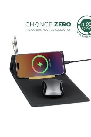 BLACE - CHANGE ZERO Recycled PU 15W Wireless Mousepad & Desk Organizer - Black