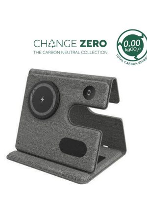 PLANA - CHANGE ZERO Recycled 3-in-1 Wireless Charger Station - Grey