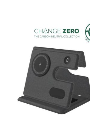 PLANA - CHANGE ZERO Recycled 3-in-1 Wireless Charger Station - Black