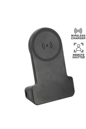 KORMAN - @memorii® Magnetic Phone Stand with 15W Wireless Charging and Remote Shutter - Black