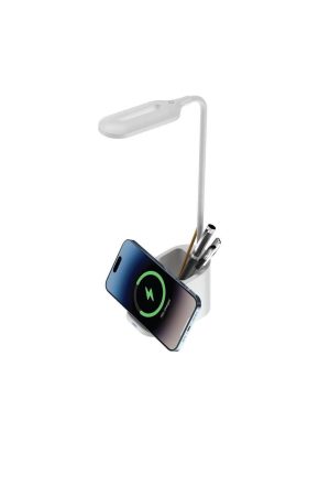 ALMERE - Giftology 3-in-1 Desk Lamp with 15W Wireless Charger & Pen Holder - White