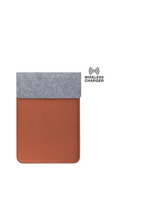 CAMDEN - Giftology 14" Felt Laptop Sleeve With 15W Magnetic Charger - Tan