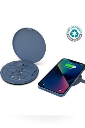 OSLO - @memorii Recycled 15W Wireless Charger Multi - Cable Set - Blue
