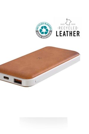 ALBECK - Recycled Leather 10000mAh PD Powerbank - White/Tan