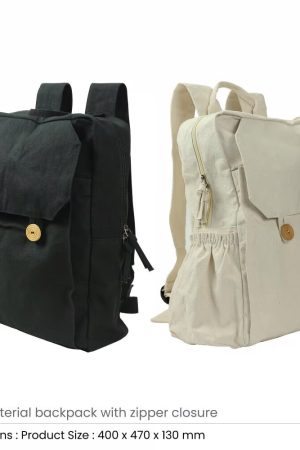 Cotton Backpacks with Zipper Closure