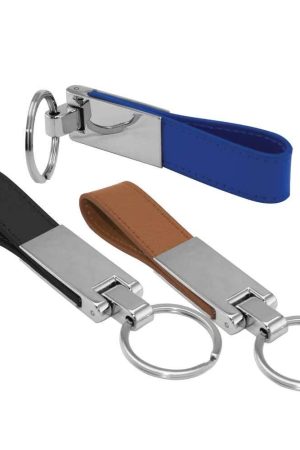 Metal Key Chains with Leather Strap