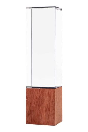 Cuboid Shaped Crystal Awards with Wooden Base