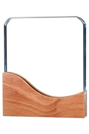 Square Crystal Awards with Wooden Base