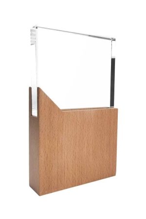 Rectangle Shaped Wood and Crystal Awards with Box