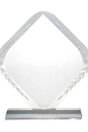 Rhombus Shaped Crystal Awards with Engraved Design & Box