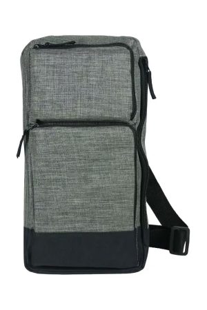 Sling Crossbody Bags in Grey and Black Polyester Material
